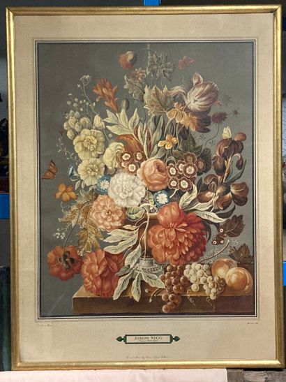 null Joseph NIGG (1782-1863) d'après. 

Bouquets de fleurs groupés dans des vases...