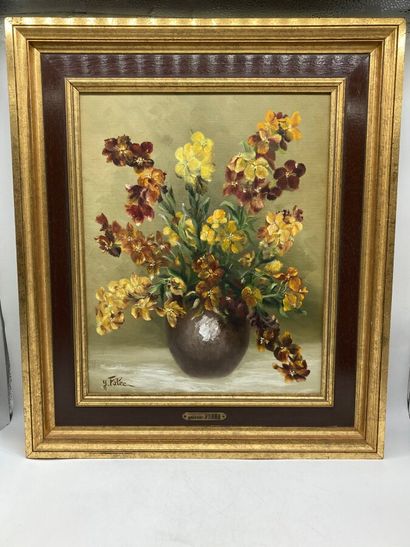 null Yolande FABRE, modern school.

Bouquet of wallflowers.

Oil on canvas.

Signed...