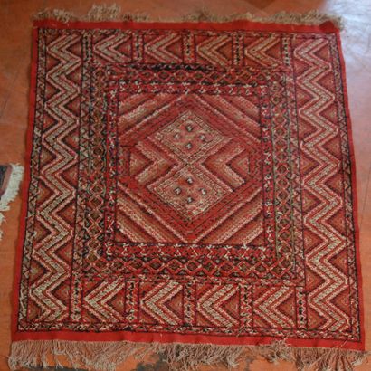 null Berber carpet ? in wool with knotted stitches decorated with geometric figures...