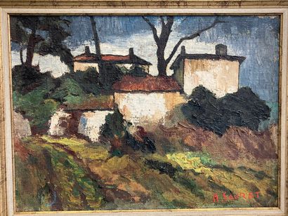 null H. SAURAT, modern school.

View of the village.

Oil on canvas.

Signed lower...