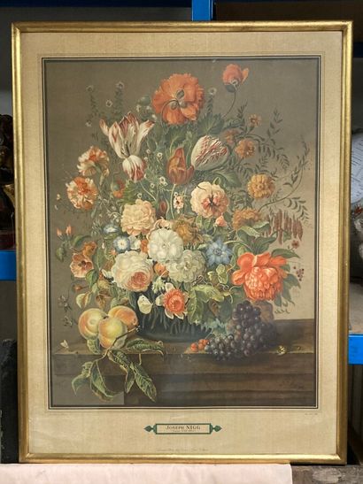 null Joseph NIGG (1782-1863) after. 

Bouquets of flowers grouped in vases animated...