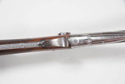 null Single shot shotgun, pinfire, lock engraved "DEVISME à Paris", hammer engraved...