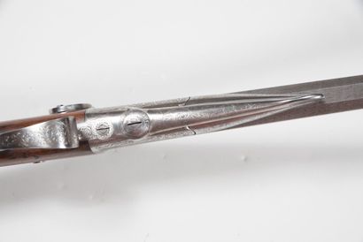 null Single shot shotgun, pinfire, lock engraved "DEVISME à Paris", hammer engraved...