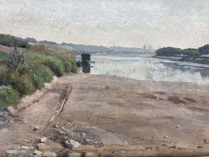null Edouard Auguste RAGU. Aux bords de la Loire, Blois,1899. Huile sur toile. Signé...