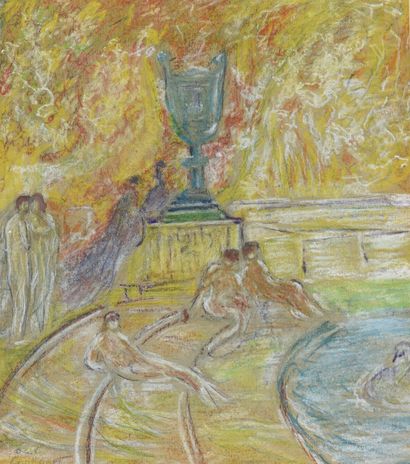 null Octave GUILLONNET (1872-1967).

Bathers in the fountain.

Pastel on paper.

Signed...