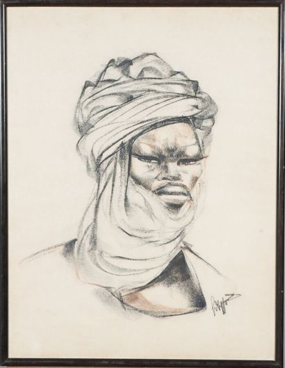 null Africanist school of the 1st half of the XXth century.

Tuareg.

Pastel on paper.

Signed...