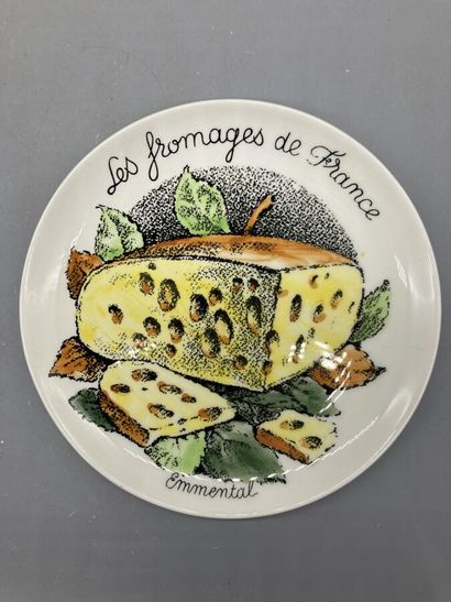 null GIEN - Deux séries de 6 assiettes en faience fine: les fromages de France et...