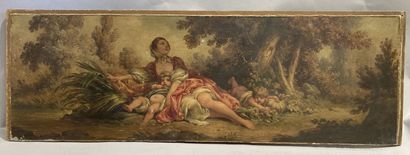 null Dans le goût de Boucher, Femmes et enfants au repos. 

Toile contrecollée. 

29...