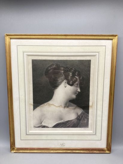 null D'après Marigni, portrait de femme en buste. Gravure en noir.

A vue 28 x 23,5...