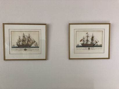 null D'après Allezard. 

Navires. 

Paire de gravures polychromes. 

A vue : 31 x...