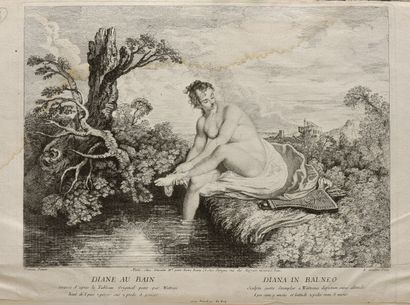 null D'après Jean-Antoine WATTEAU (1684-1721)

Diane au bain

Gravure de Aveline....