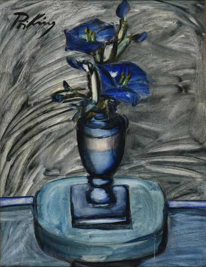 Franz PRIKING (1929-1979). 
Fleurs bleues....