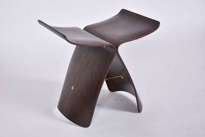 Stool in curved rosewood plywood, Butterfly...