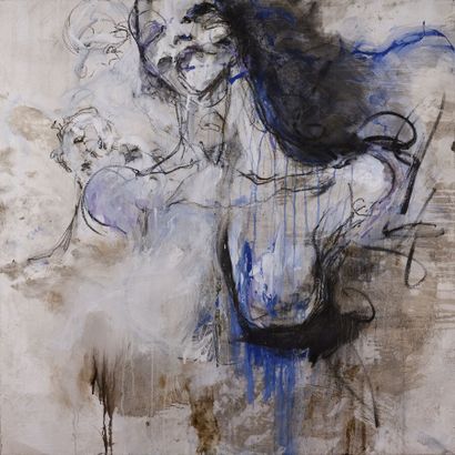 Nora BOUDJEMAI (née en 1978). 
Sans titre, 2010. 
Technique mixte sur toile. 
Signé,...
