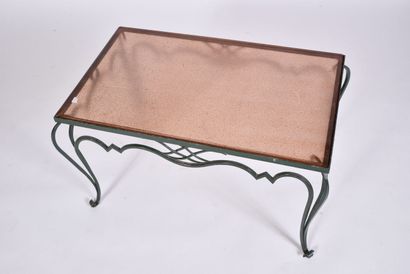 null FRENCH WORK 

Coffee table with a rectangular top in thick amber sandblasted...