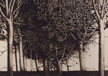 null Mario PRASSINOS (1916-1985).

Arbres, 1984.

Huile sur papier contrecollée sur...