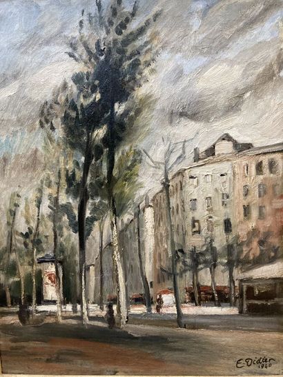 Emile DIDIER (1890-1965). 
Square in Lyon,...