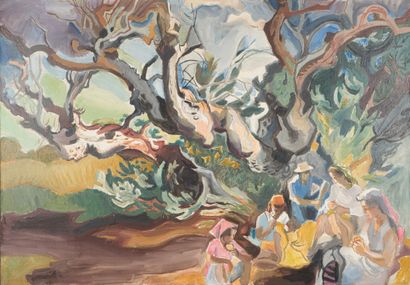 null Georges MANILLIER (1906-1981).

Personnages assis sous un arbre.

Huile sur...