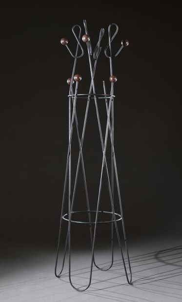 Black lacquered metal coat rack by ROGER...