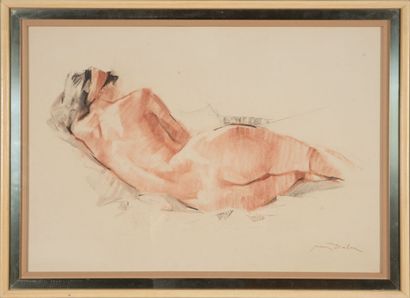 Jean Dulac (1902-1968). 
Nude woman, lying...