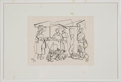Lucette Laribe (1913-2020). 
At the market....