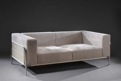 null Two seater sofa from STEINER, tubular structure in chrome, partly covered with...