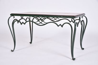 null FRENCH WORK 

Coffee table with a rectangular top in thick amber sandblasted...