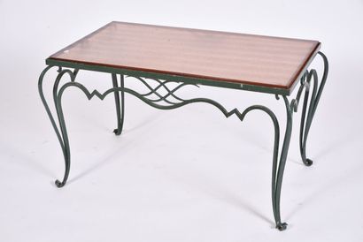 null FRENCH WORK 

Coffee table with a rectangular top in thick amber sandblasted...