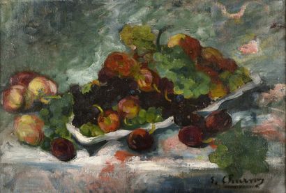 null Emilie CHARMY (1878-1974).

Fruit in a dish, circa 1904.

Oil on canvas pasted...