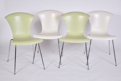 null Series of four stacking chairs, model NIHAU by VICO MAGISTRETTI, edition KARTELL.

Circa...