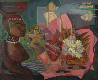 null Lucette Laribe (1913-2020).

Offering to Iemanja, Rio, 1954.

Oil on canvas.

Signed...