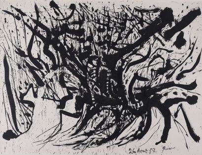 null Mario PRASSINOS (1916-1985).

Arbre, 1957.

Encre sur papier.

Cachet de la...