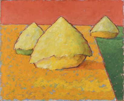 null Nat LEEB (1906-1990).

Haystacks.

Oil on canvas.

Signed on the back.

60 x...