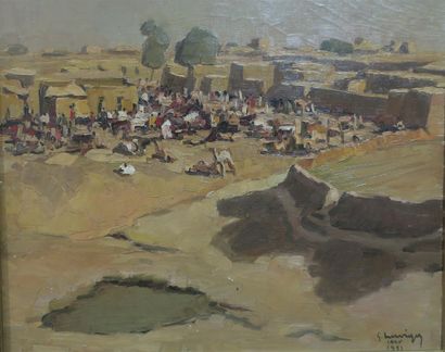 null Gustave Hervigo (1896-1993)

Market scene in Lamy, 1951.

Oil on canvas.

Signed,...
