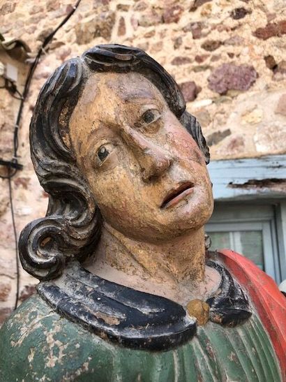 null Saint-Jean de Calvaire en bois (noyer ?) sculpté et polychromé. 

XVIIème siècle,...