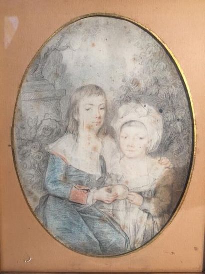 null French school of the early 19th century. 

Madame Royale and Louis XVII. 

Drawing...