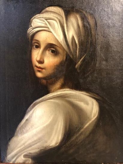 null D'après Guido Reni. 

Portrait de Béatrice de Cenci. 

Huile sur toile. 

Fin...