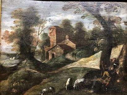 null Northern school of the 18th century. 

Hunting scene and pastoral scene, two...