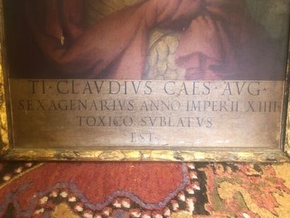  Portraits des empereurs Claudius et Augustus. 
Deux huiles sur toile en pendant....