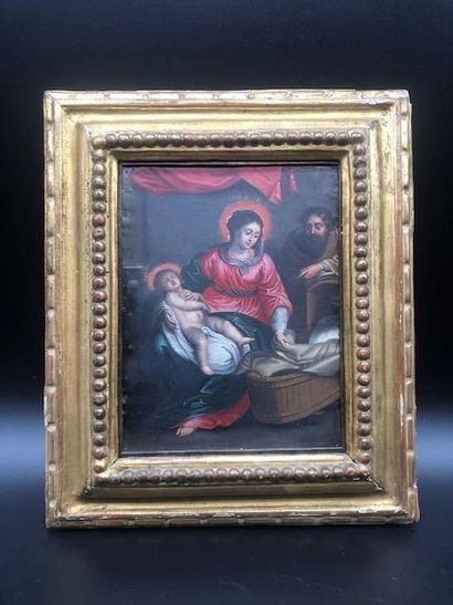 null The Holy Family. 

Oil on copper. 

End of the XVIIth - beginning of the XVIIIth...