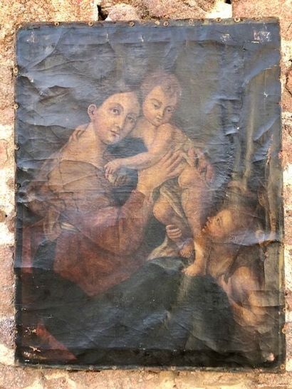 null La Vierge à l'enfant et Saint Jean Baptiste, huile sur toile. 

XVIIIème siècle....