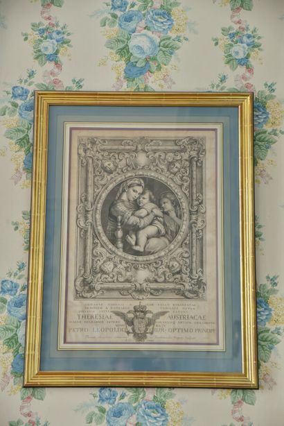 null RAPHAEL (D'après) 

Vierge à l'Enfant. 

Gravure datée 1768. 

Présenté dans...