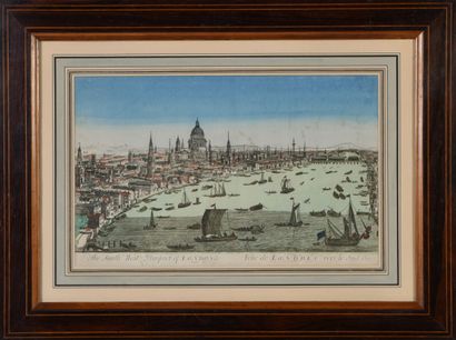 null Deux gravures rehaussées en couleurs. Vue d'Amsterdam et vue de Londres. 

XIXème...