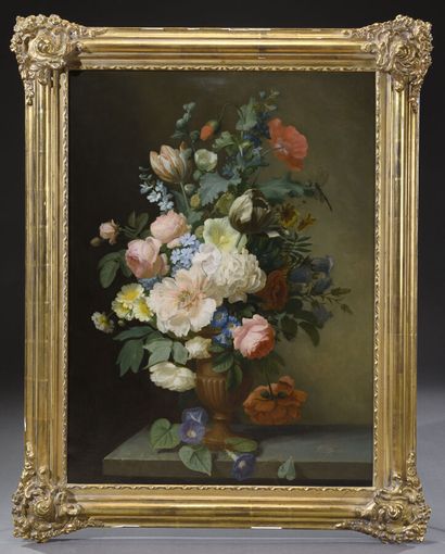 null Jean-Claude BONNEFOND (1796-1860).

Bouquet de fleurs épanouies dans un vase...