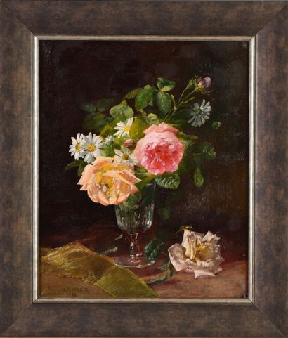 null Pierre GARNIER (1847-1937).

Petit bouquet dans verre, 1882.

Huile sur toile.

Signé,...