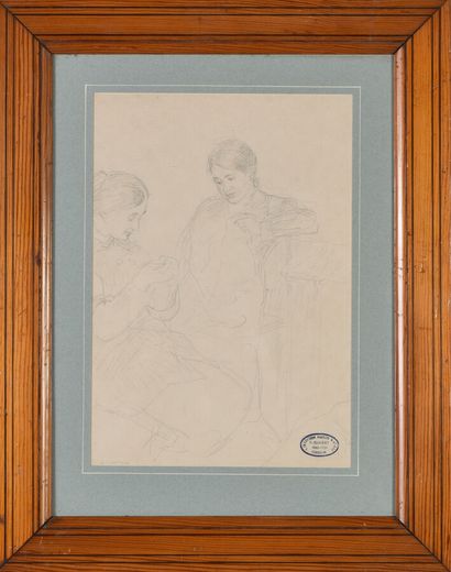 null François Joseph GUIGUET (1860-1937).

Deux femmes cousant, 1914.

Mine de plomb...