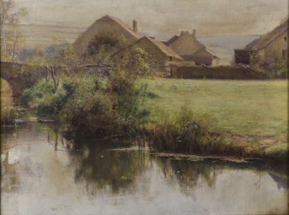 null Jules Alexis MUENIER (1863-1942).

Hameau près de la rivière.

Huile sur toile.

Signé...