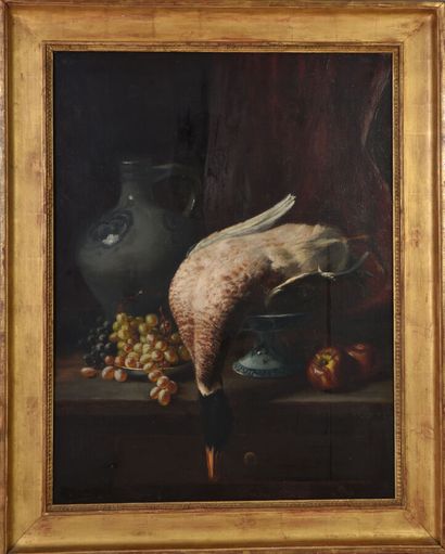 null François PIERROT ( 1838-1919).

Nature morte au canard.

Huile sur toile.

Signé...