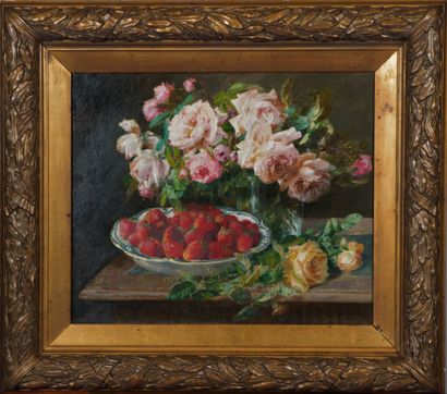 null Pierre Garnier (1847-1937).

Fraises et roses.

Huile sur toile.

Signé en bas...