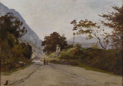 null Jean-Aimé SAINT-CYR-GIRIER (1837-1911-12).

Femme et enfant sur le chemin.

Huile...